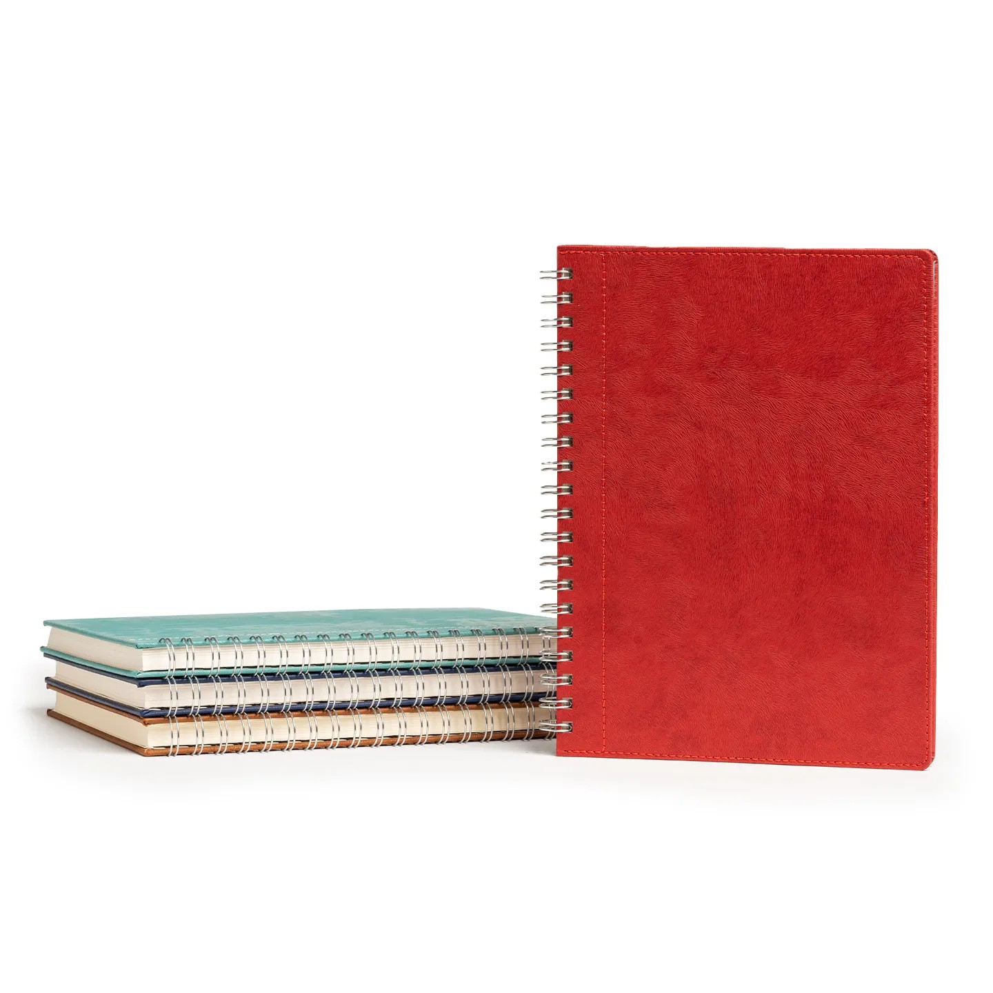 Logo Baskılı 20 x 28 cm Spiralli Termo PU Sert Kapaklı Tarihsiz Defter, 240 Sayfa, 80 gr Ivory Krem Kareli İç Kağıt