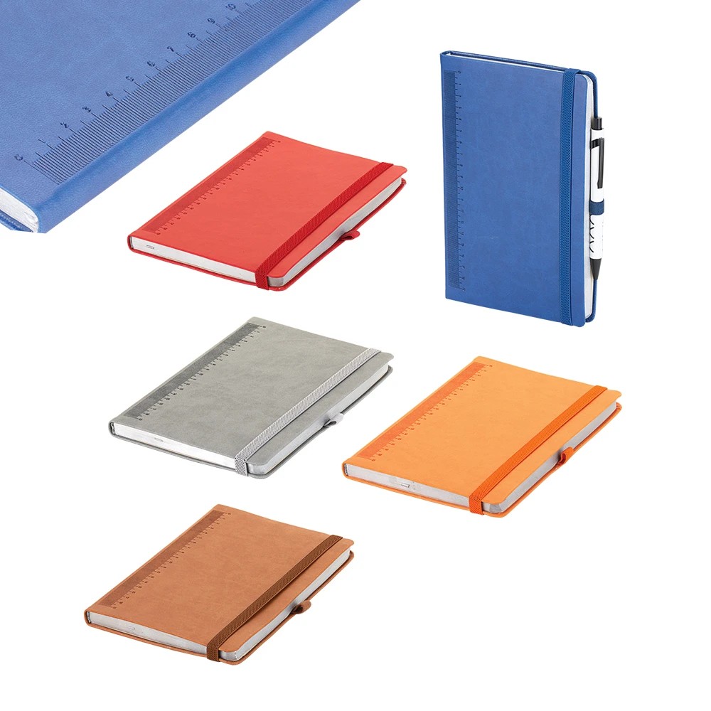 Logo Baskılı Termoderi Kapak Cetvelli Defter ( 13 x 21 cm )