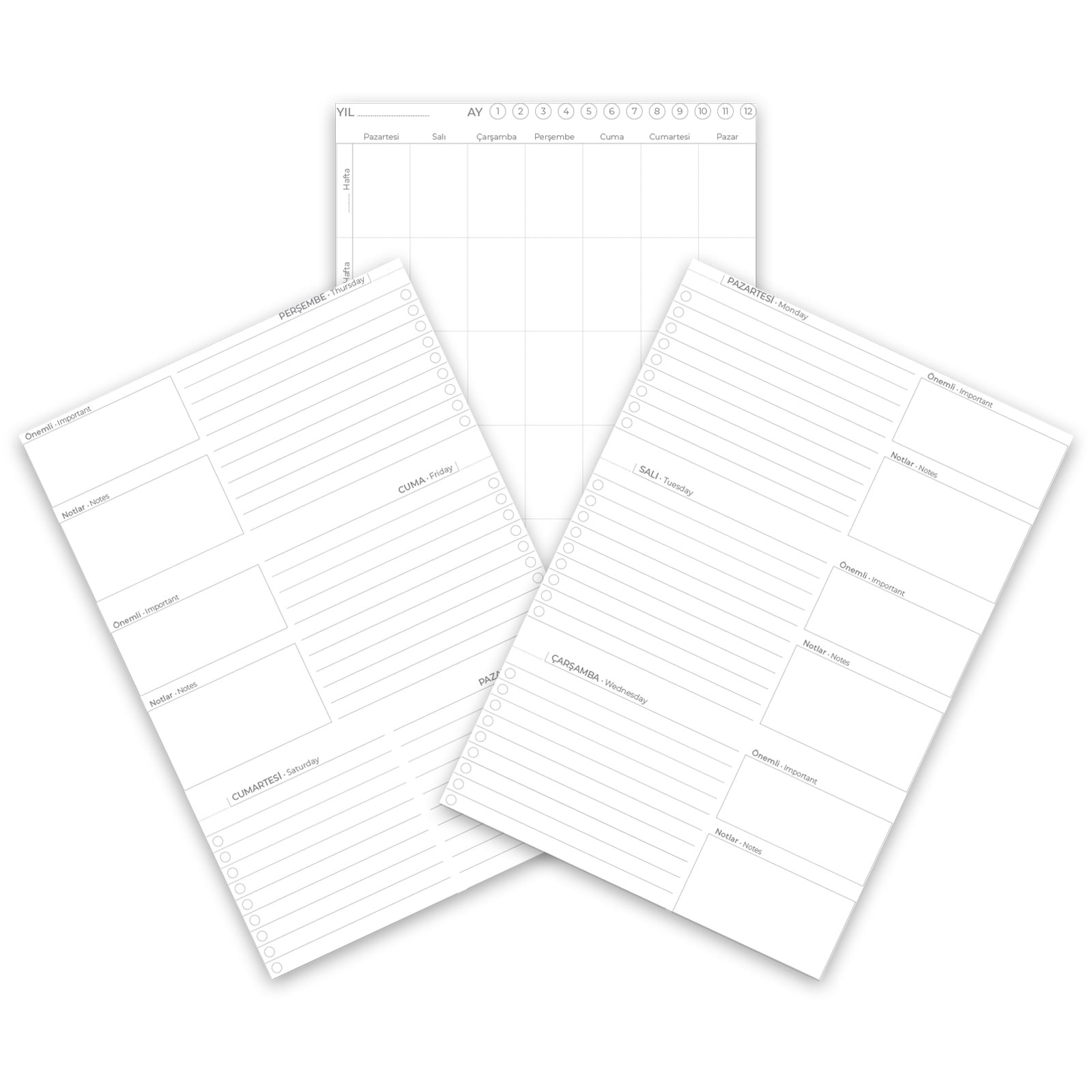 KOLEJ SİYAH SPİRALLİ HAFTALIK PLANLAYICI (20x28 CM)