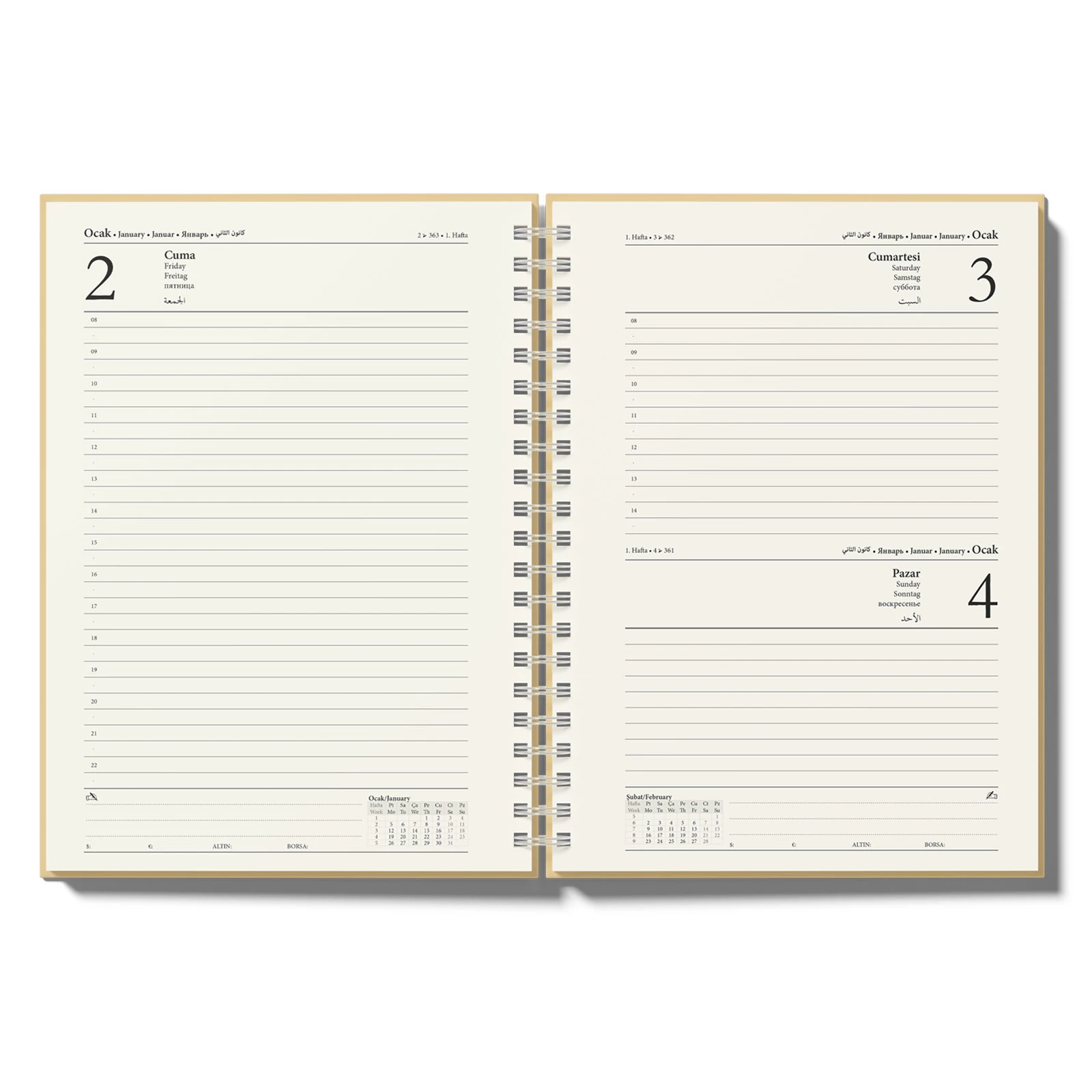 GÖLBAŞI KUŞE MUKAVVA SIVAMA SPİRALLİ AJANDA (20x28CM)