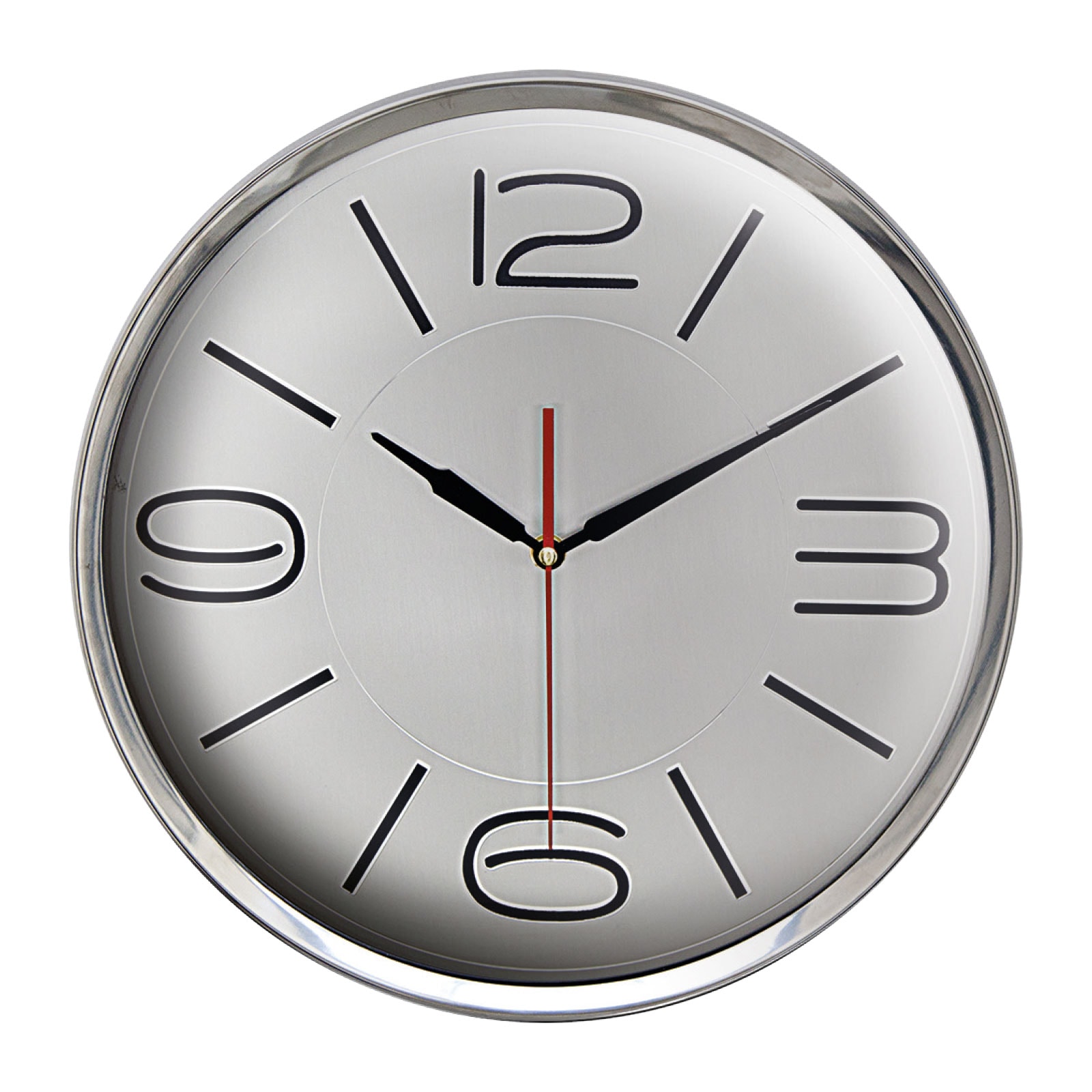 ATHENA305 GÜMÜŞ METAL ÇERÇEVE DUVAR SAATİ (360 MM)