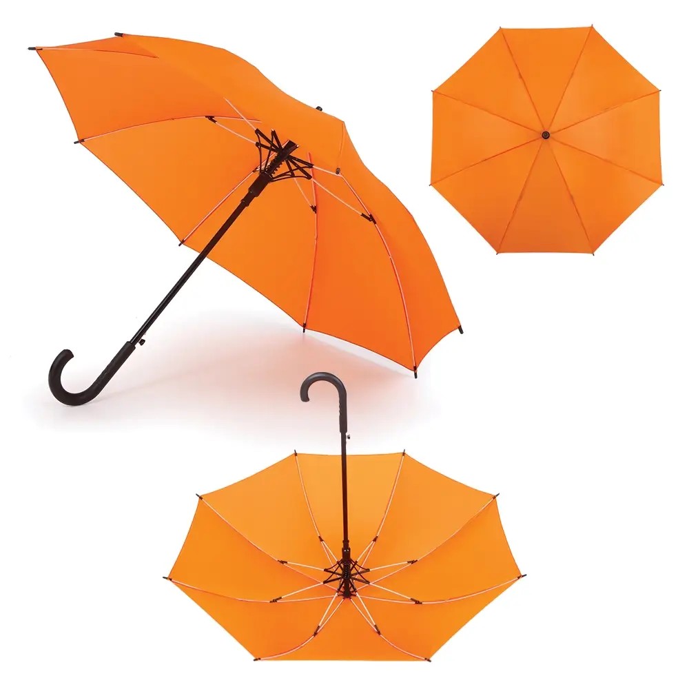 Logo Baskılı Plastik Saplı 8 Panel Fiberglass Baston Şemsiye