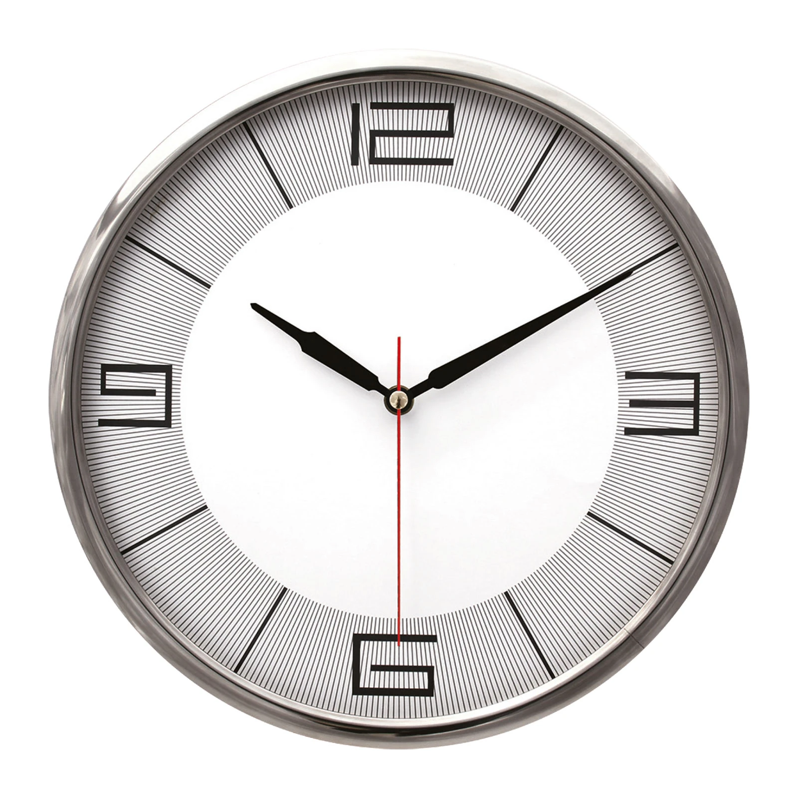 THOR707 GÜMÜŞ-GRİ METAL ÇERÇEVE DUVAR SAATİ (320MM)