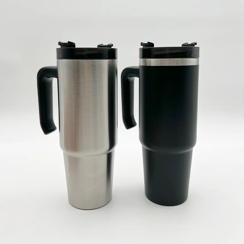 Baskılı 900 ml Pipetli ve Kulplu Paslanmaz Çelik Termos