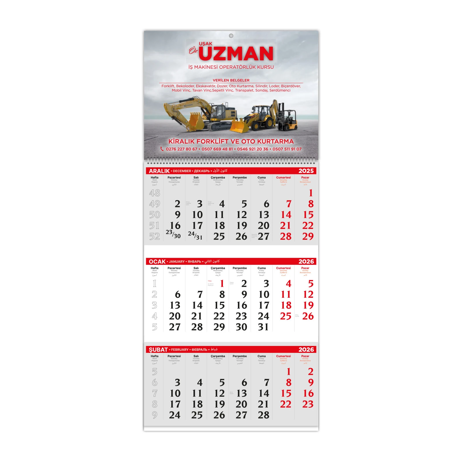 ALA-02 1 PARÇA SPİRALLİ GEMİCİ TAKVİMİ