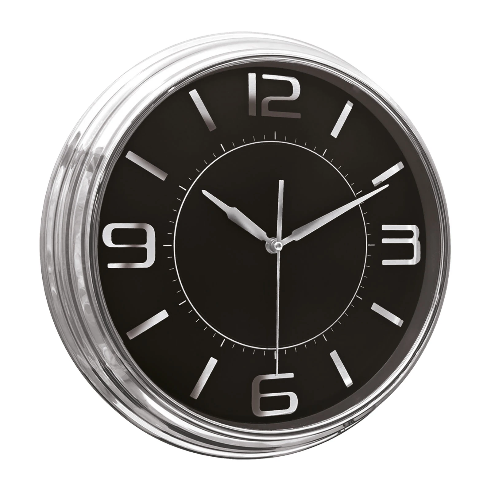 SEZAR401 SİYAH-GÜMÜŞ METALİZE ÇERÇEVE DUVAR SAATİ (380 MM)