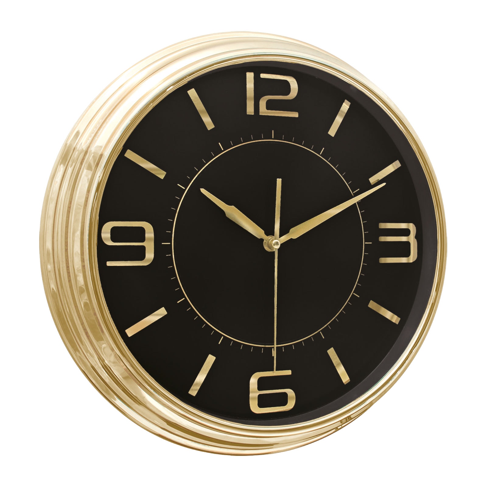 SEZAR401 SİYAH-ALTIN METALİZE ÇERÇEVE DUVAR SAATİ (380 MM)