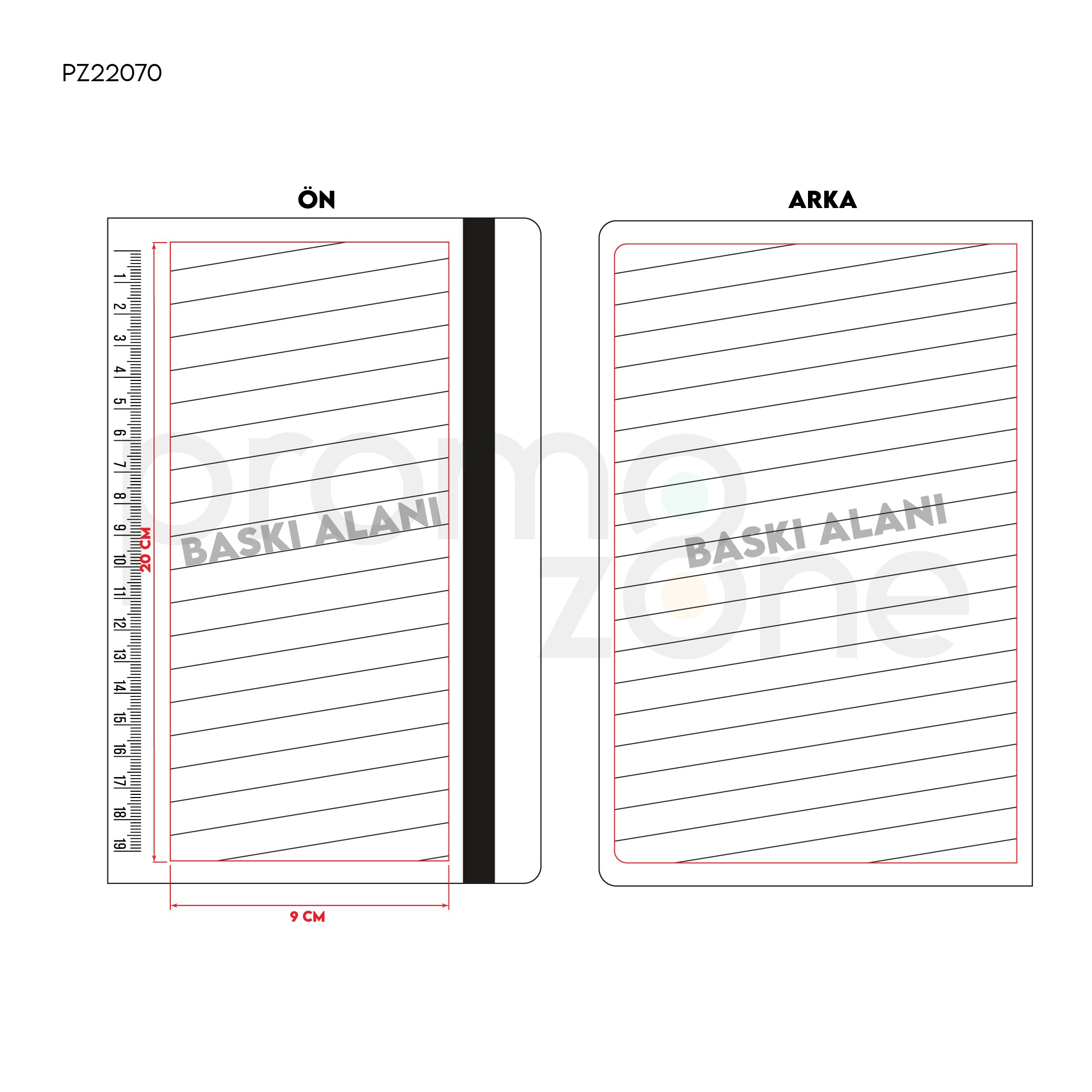 Logo Baskılı Termoderi Kapak Cetvelli Defter ( 13 x 21 cm )
