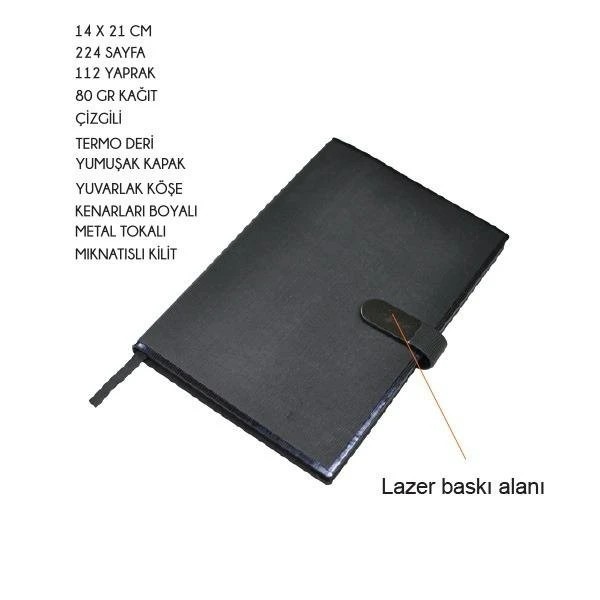 Logo Baskılı 14 x 21 cm Yumuşak Termo Deri Yumuşak Kapaklı Tarihsiz Defter