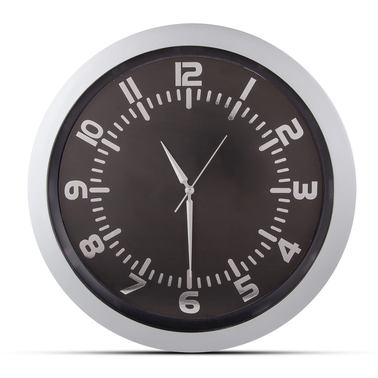 POSEIDON GÜMÜŞ PLASTİK KASA DUVAR SAATİ 350MM