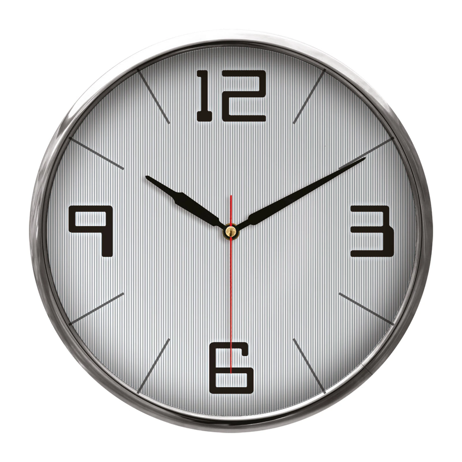 THOR707 GÜMÜŞ METAL ÇERÇEVE DUVAR SAATİ (320MM)