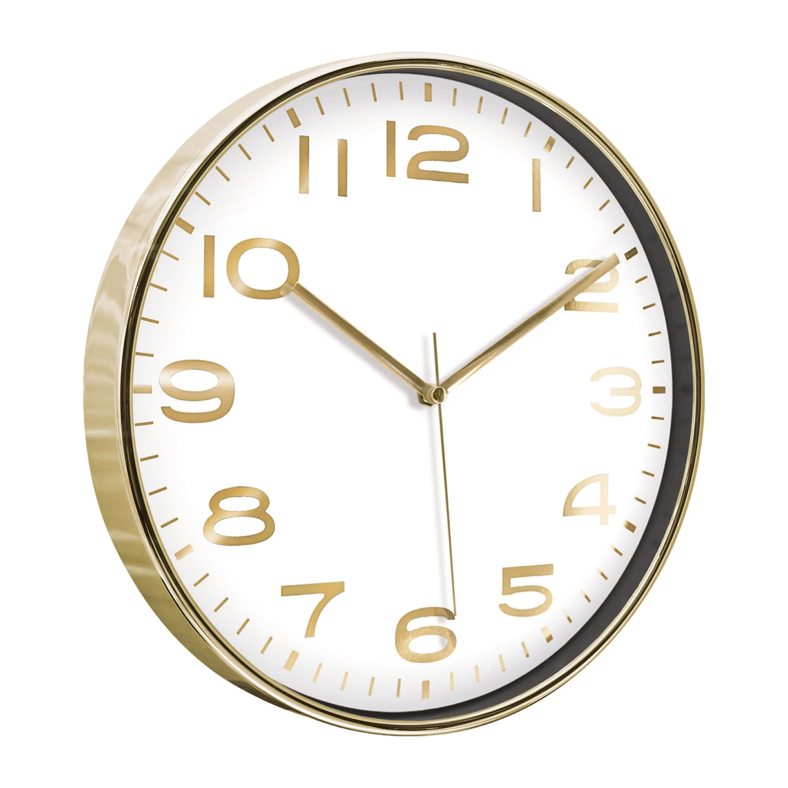 HADES406 ALTIN-BEYAZ METALİZE ÇERÇEVE DUVAR SAATİ(380 MM)