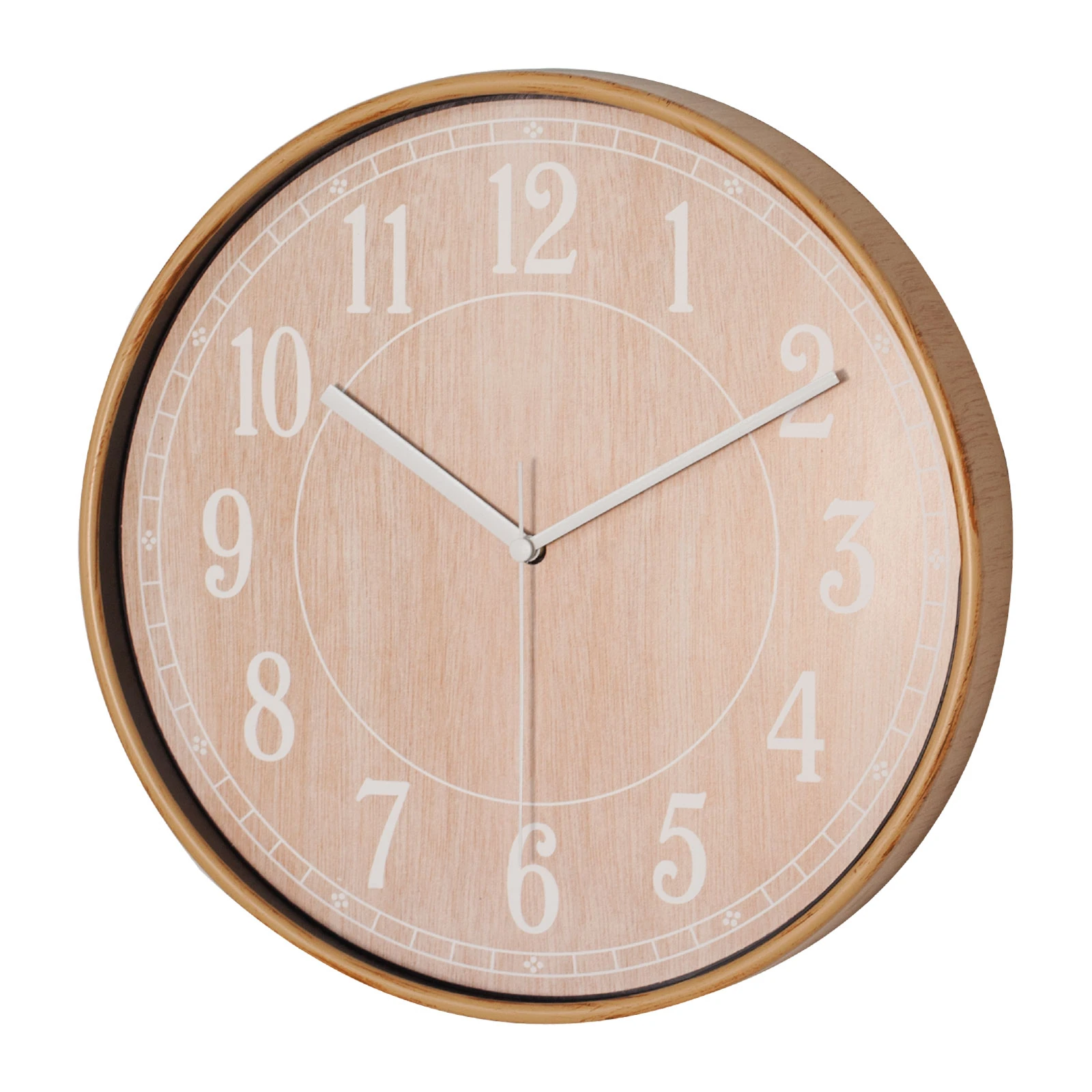 MİMAS186 AHŞAP-BEYAZ PLASTİK KASA DUVAR SAATİ (380 MM)