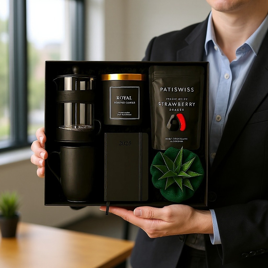 French Press Ajanda Kupa Cam Bardak Mum Çikolata Sukulent Kurumsal Hediye Kutusu