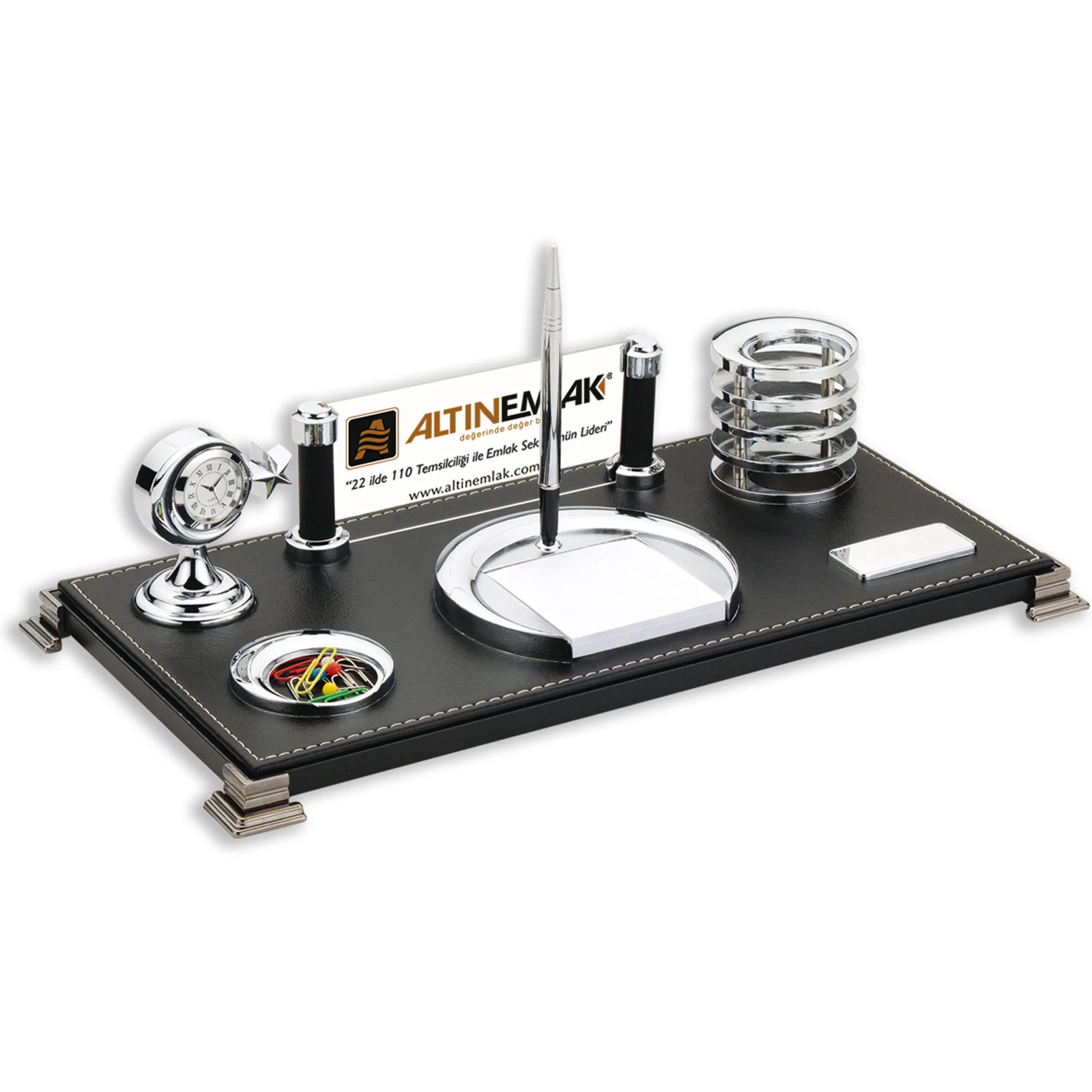 RODOS SİYAH DERİ MASA SETİ