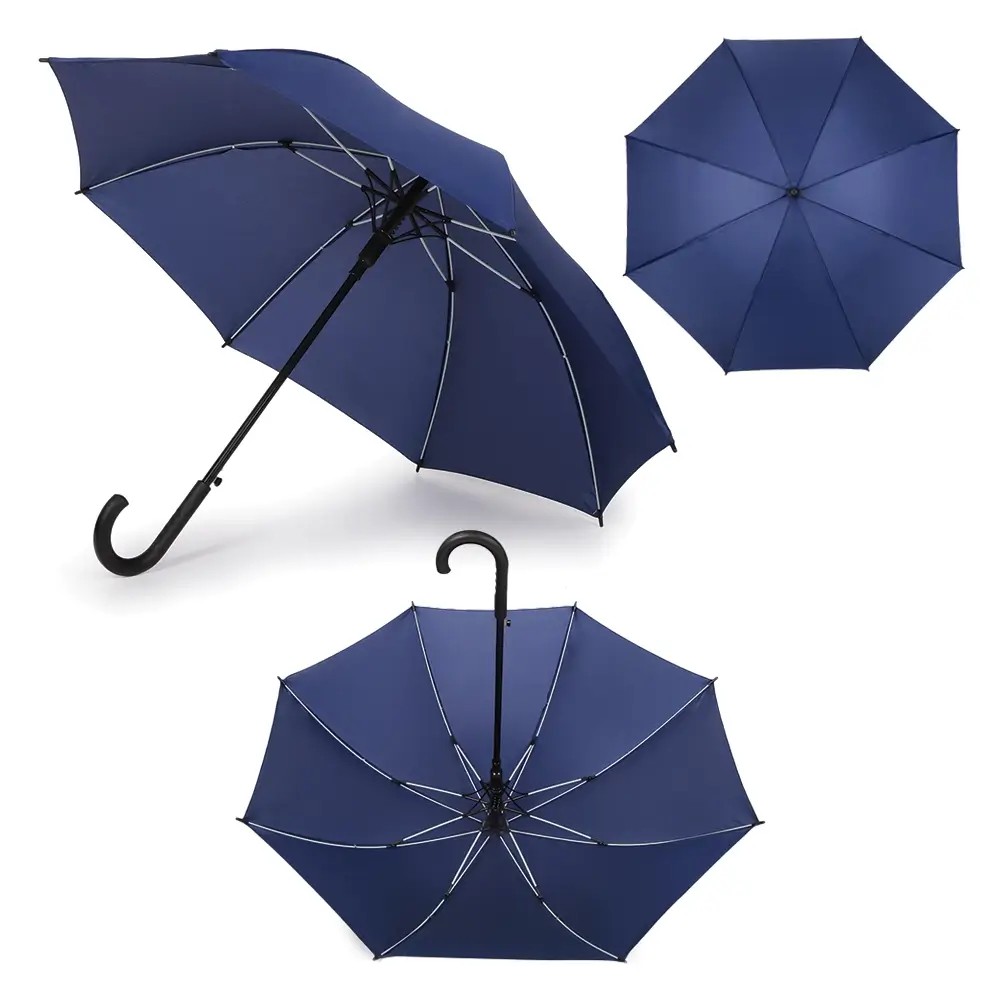 Logo Baskılı Plastik Saplı 8 Panel Fiberglass Baston Şemsiye
