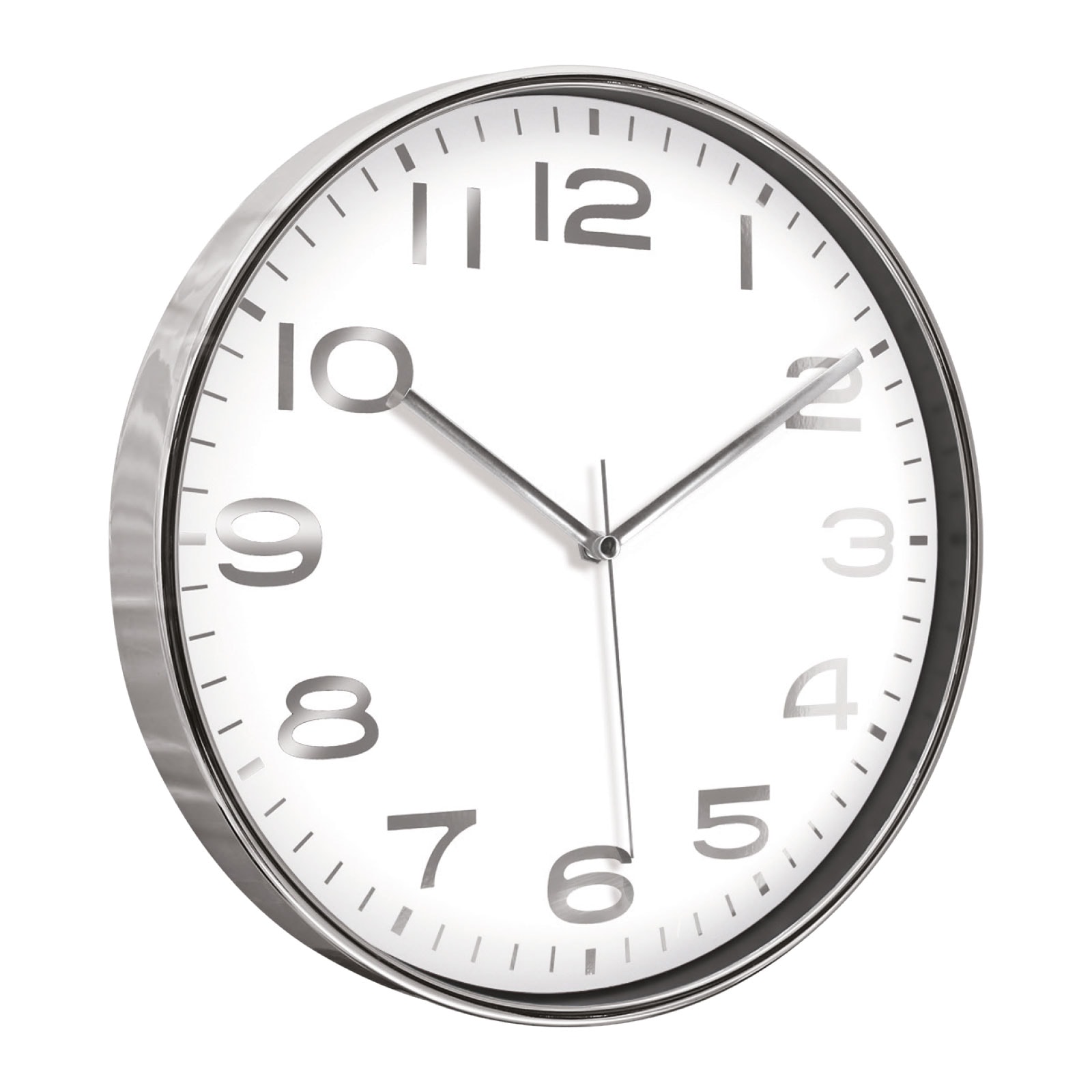 HADES406 BEYAZ-GÜMÜŞ METALİZE ÇERÇEVE DUVAR SAATİ(380 MM)