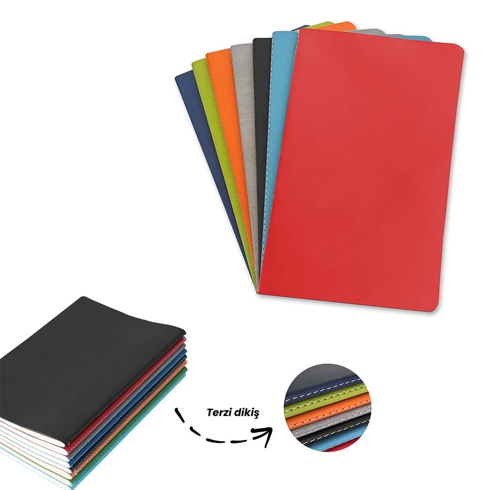 Logo Baskılı 13 x 21 cm Terzi Dikişli Yumuşak Kapaklı Tarihsiz Defter,