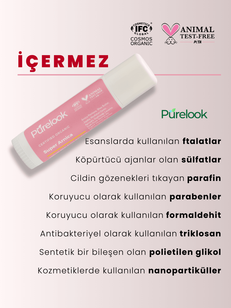 Purelook Anlık Yatıştırıcı Organik Sertifikalı Super Arnica Stick 15 ml, Yara ve Morluk İyileştirici