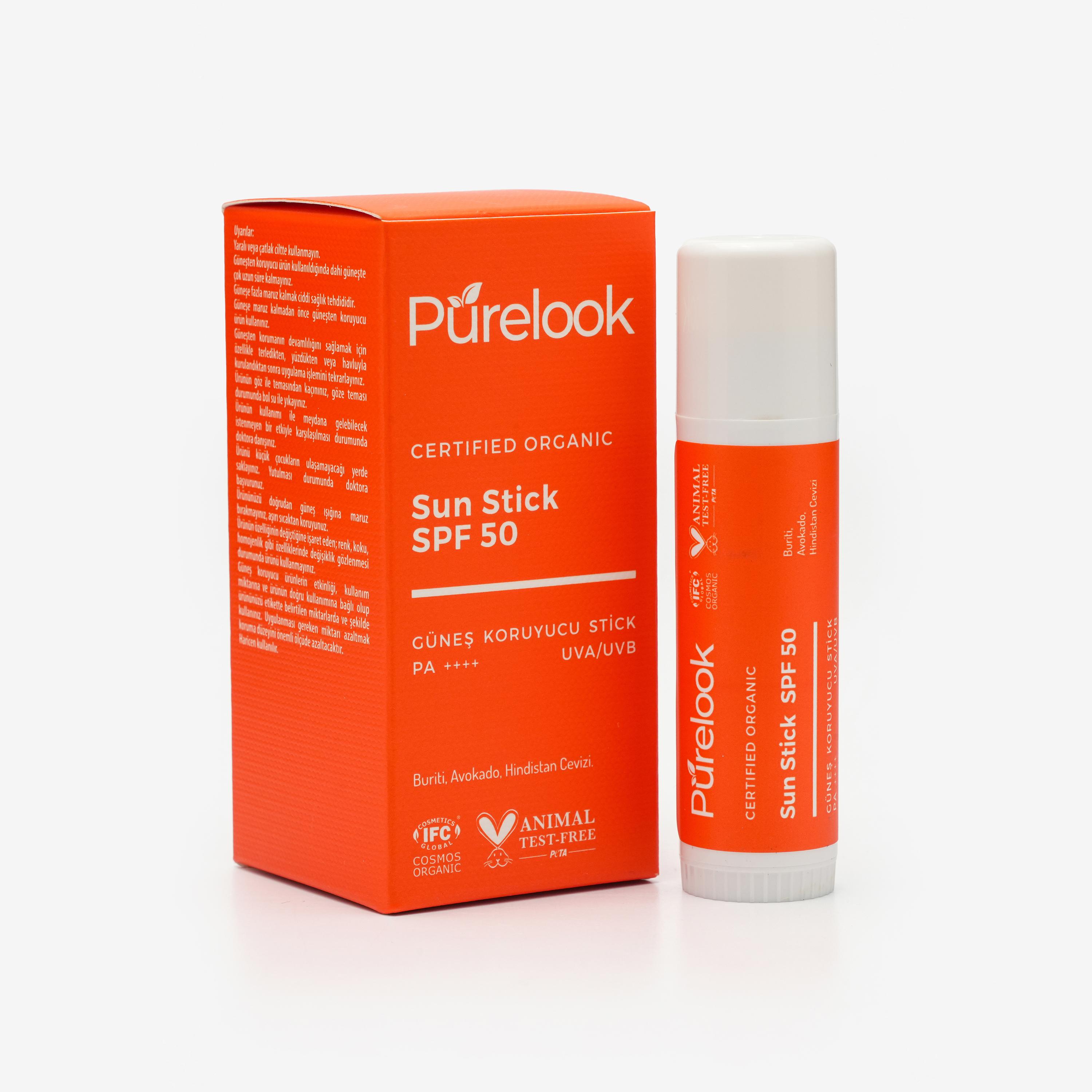 Purelook Organik Sertifikalı Güneş Koruyucu SPF 50 Sun Stick 15 ml