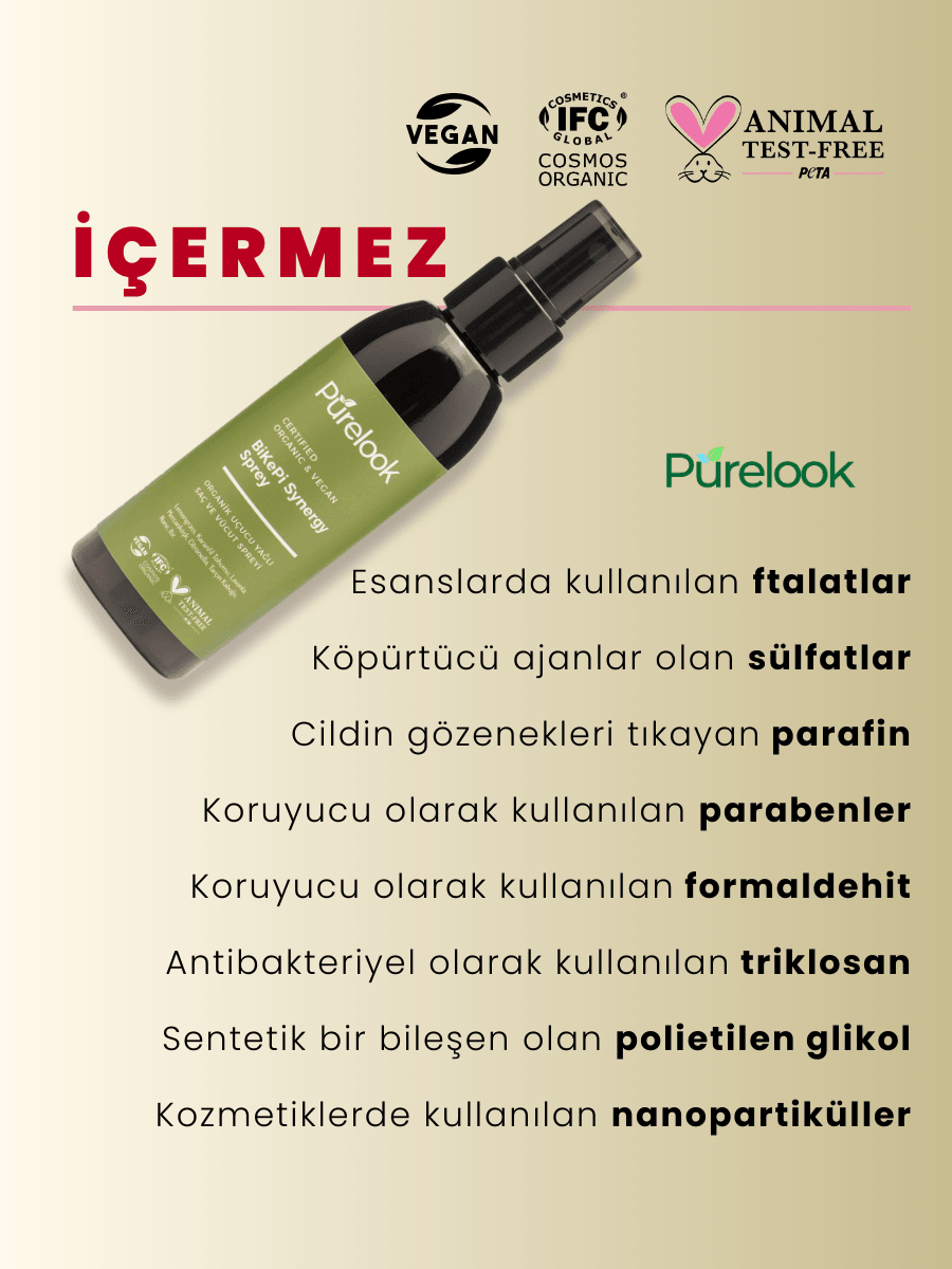 Purelook BiKePi Organik ve Vegan Sertifikalı Bit, Kene ve Pire için Vücut Koruyucu Sprey 125ml. 