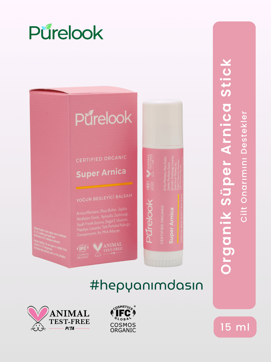 Purelook Anlık Yatıştırıcı Organik Sertifikalı Super Arnica Stick 15 ml, Yara ve Morluk İyileştirici