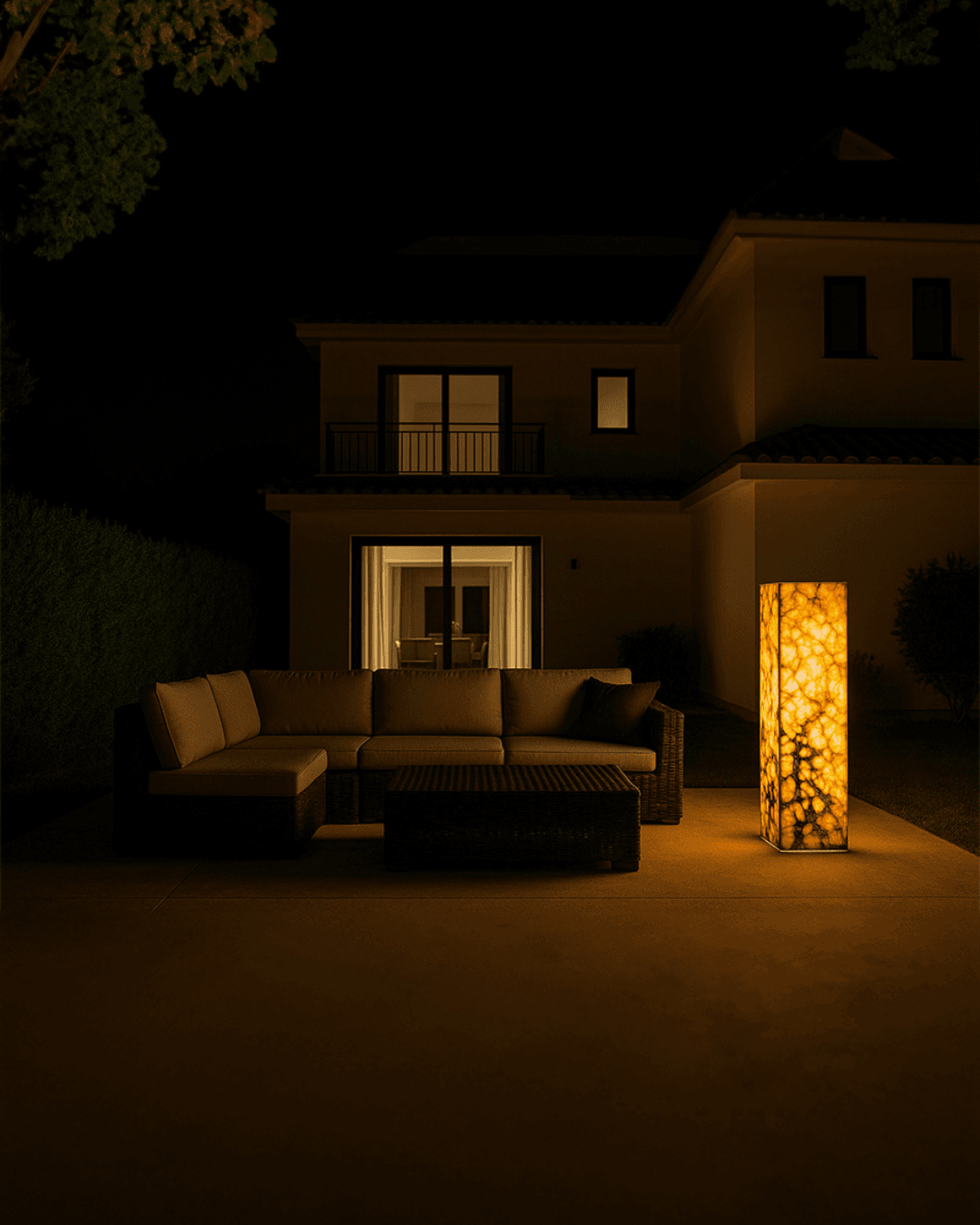 Handmade Custom Marble Lighting Console, Natural Stone Illuminated Floor Lamp