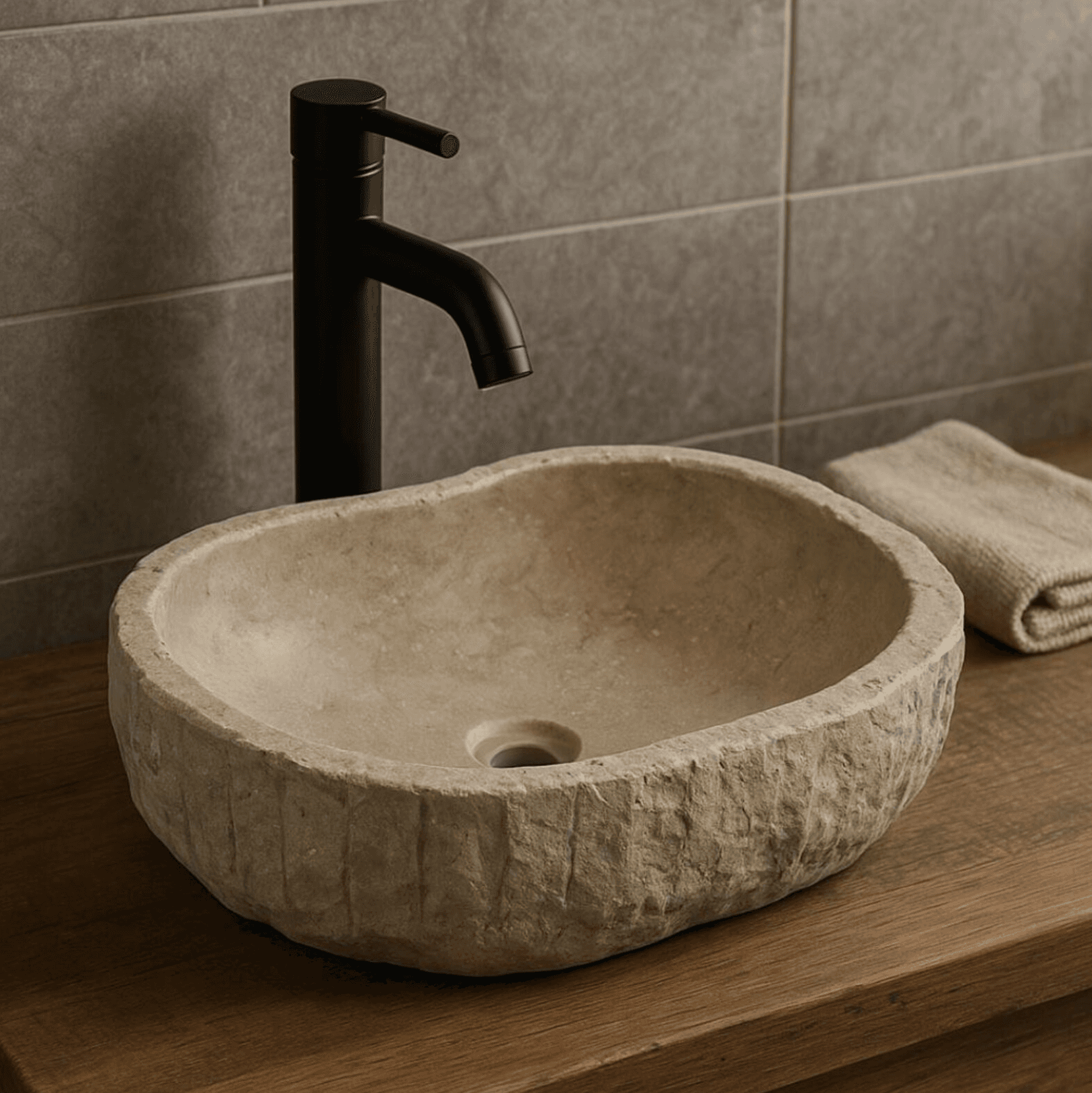 Custom Travertine Natural Sink Round Sink 