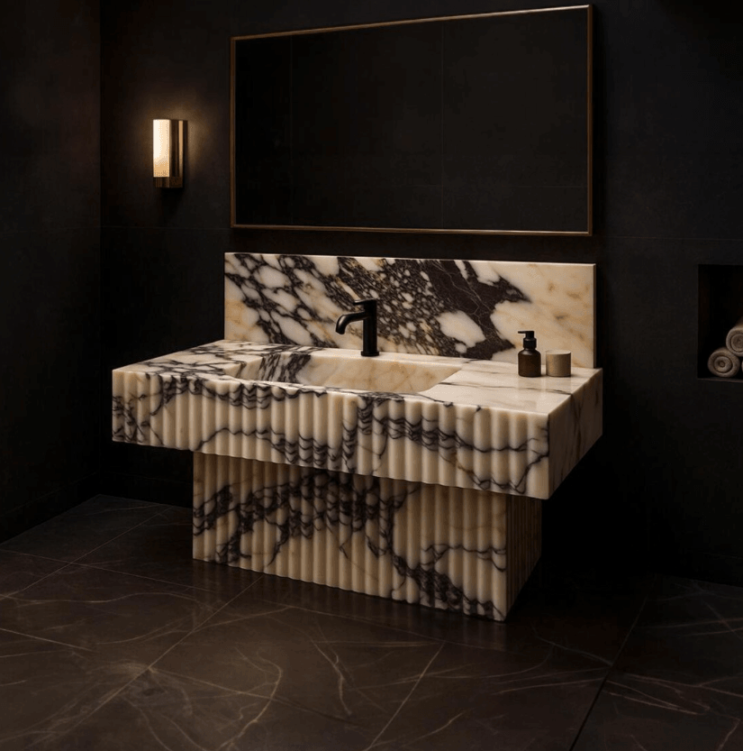 Menekşe Mermer Lüks Lavabo Ünitesi
