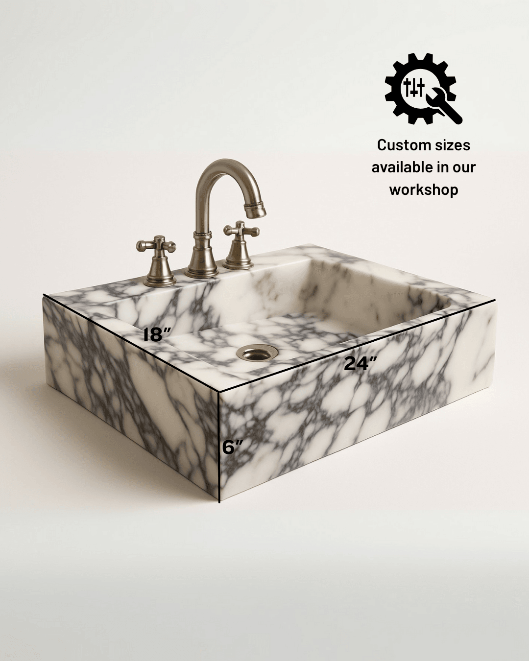 Calacatta Custom Marble Sink, Luxury Bathroom Vanity Sink