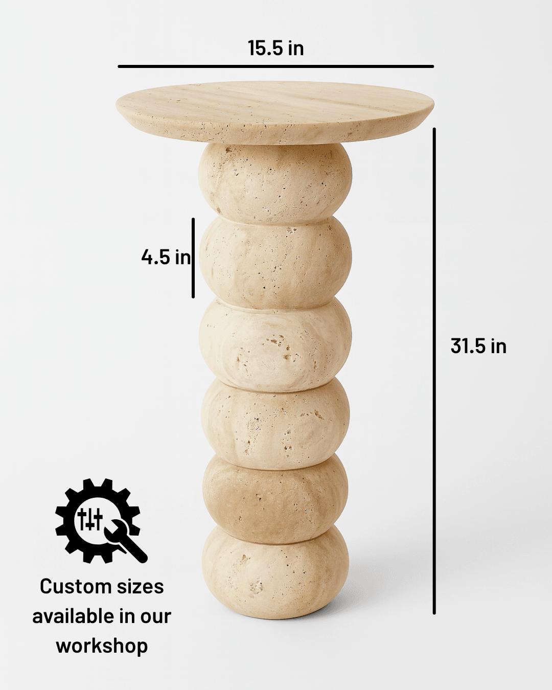 Handmade Travertine Console Table, Natural Marble Entry Table, Luxury Stone Furniture