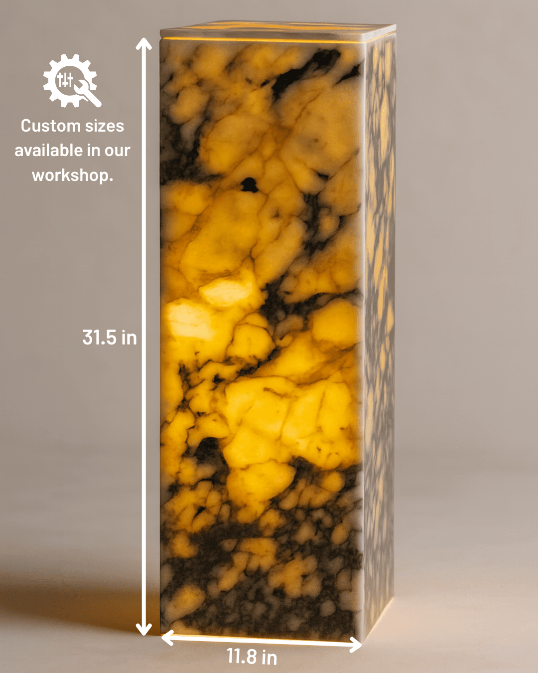 Handmade Custom Marble Lighting Console, Natural Stone Illuminated Floor Lamp