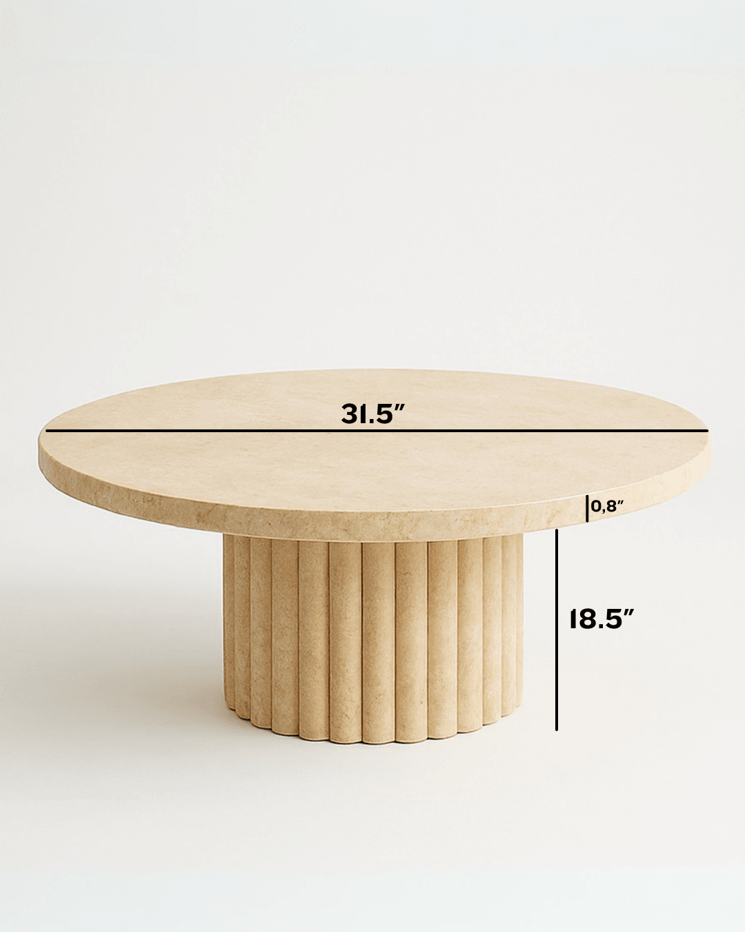Travertine Coffee Table with Fluted Base 