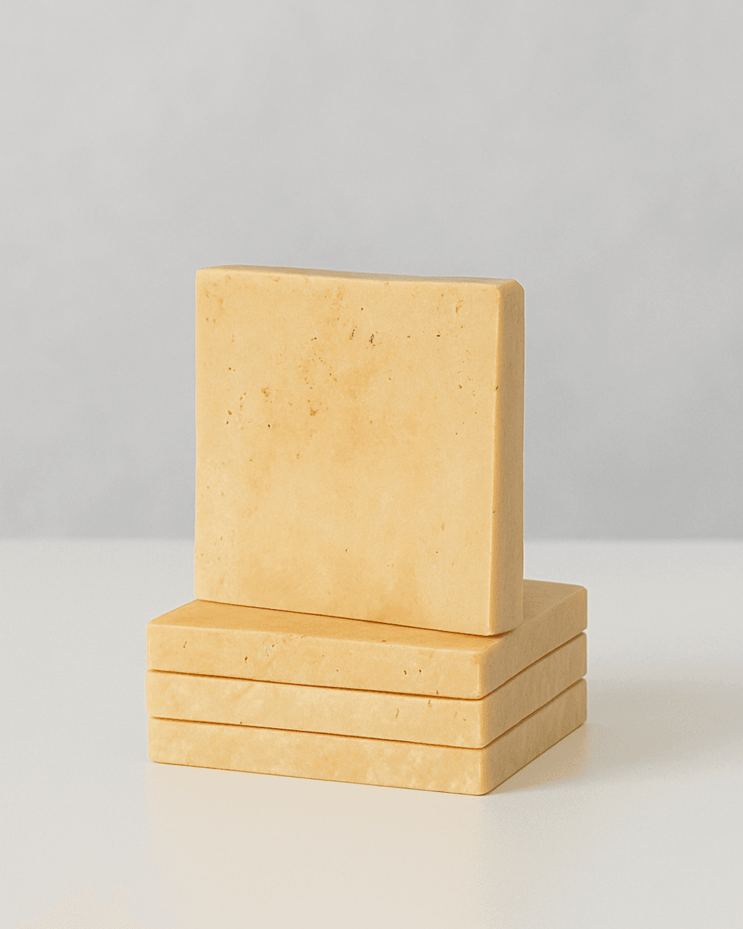 4'lü Doğal Traverten Kare Bardak Altlığı Seti 10x10 cm - Traverten & Mermer Taş Bardak Altlıkları - Bej main variant image