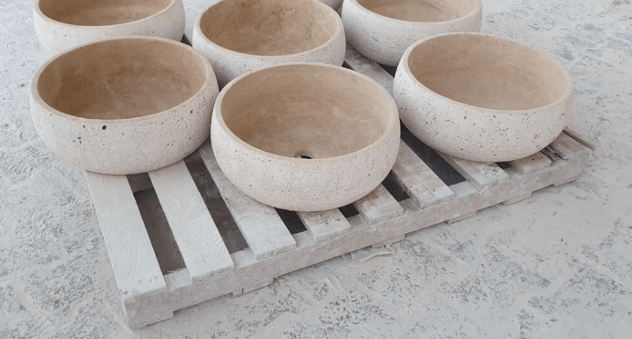 Yuvarlak Form Traverten Lavabo