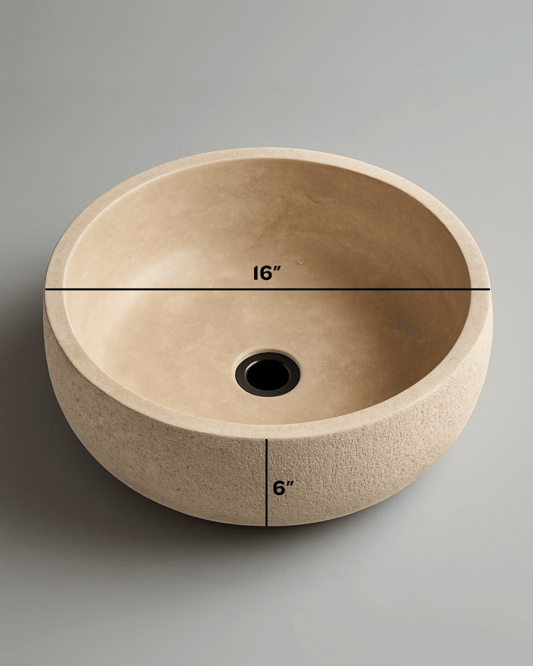 Travertine Natural Stone Sink, Handmade Round Sink
