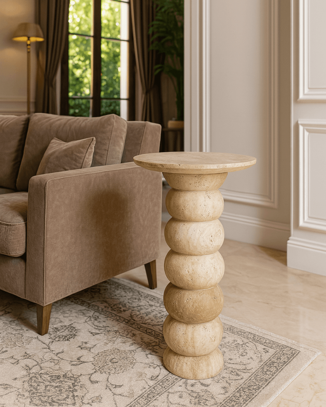 Handmade Travertine Console Table, Natural Marble Entry Table, Luxury Stone Furniture