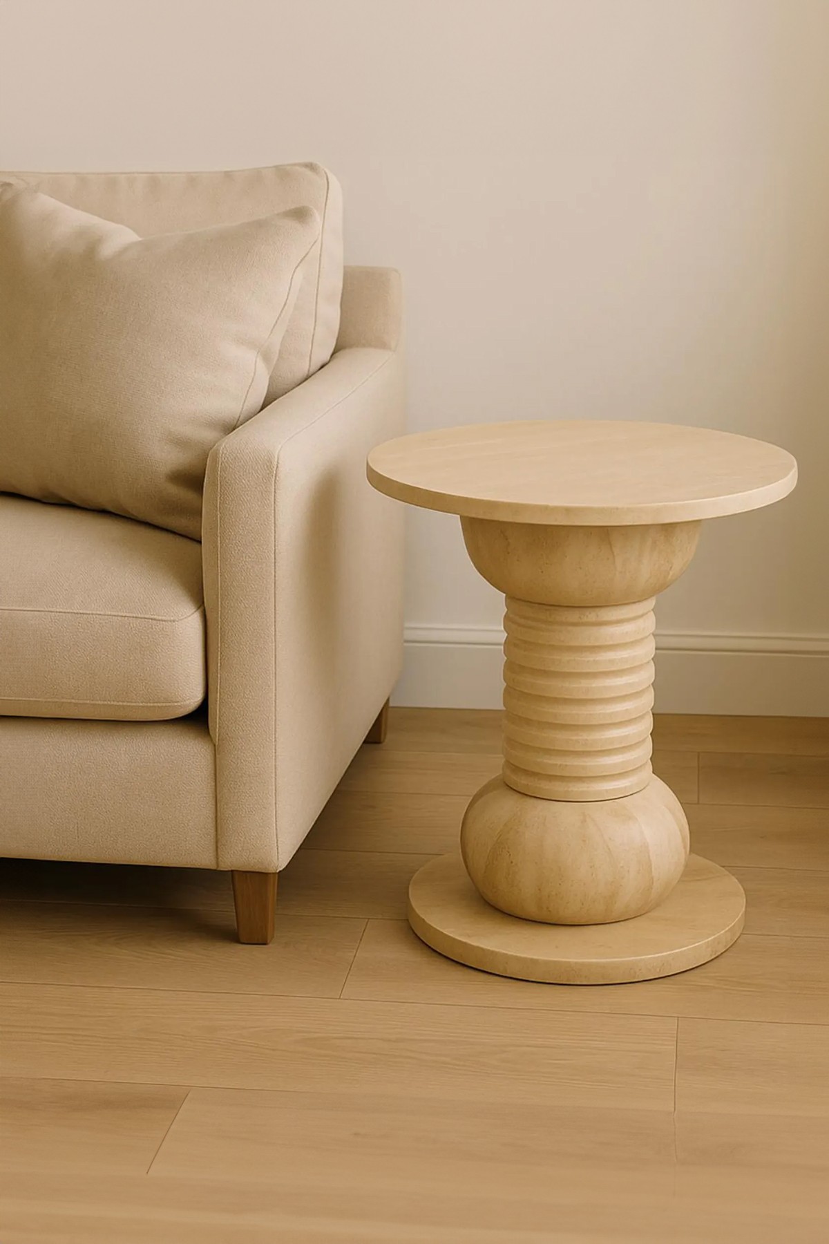Handmade Travertine Side Table – Modern & Elegant Design