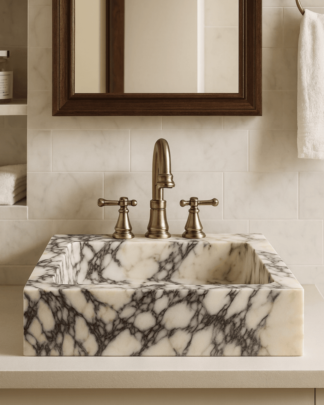Calacatta Custom Marble Sink, Luxury Bathroom Vanity Sink
