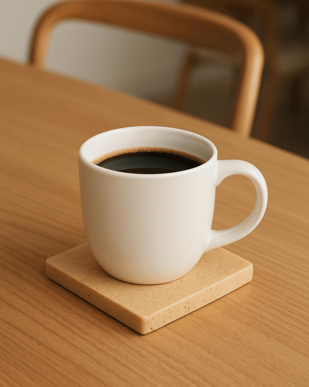 4'lü Doğal Traverten Kare Bardak Altlığı Seti 10x10 cm - Traverten & Mermer Taş Bardak Altlıkları - Bej