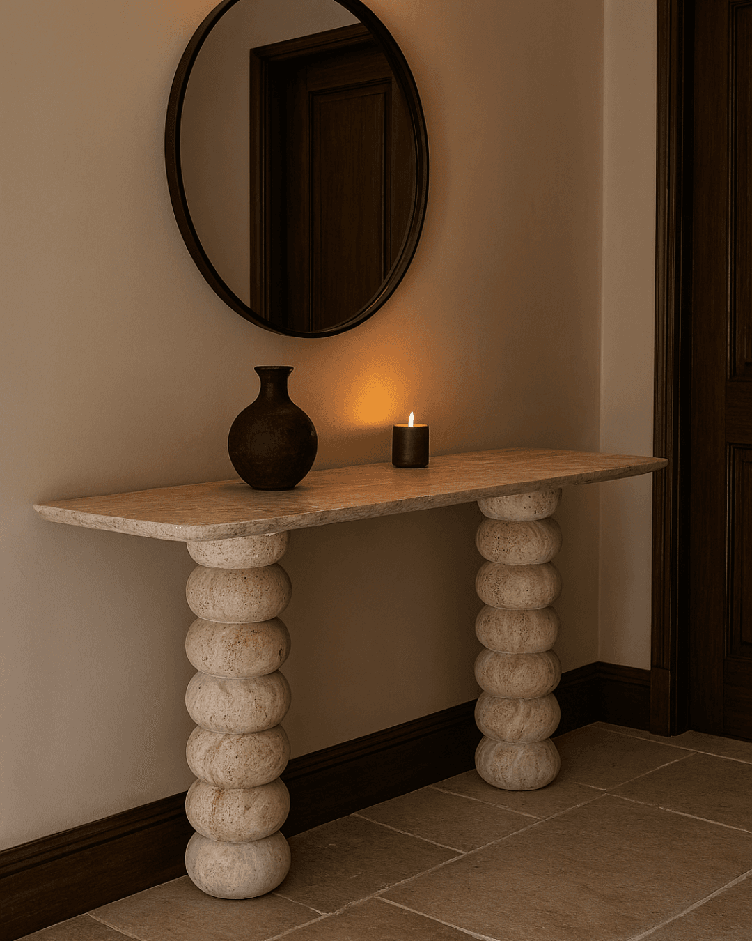Travertine Console Table – Elegant Entryway Design