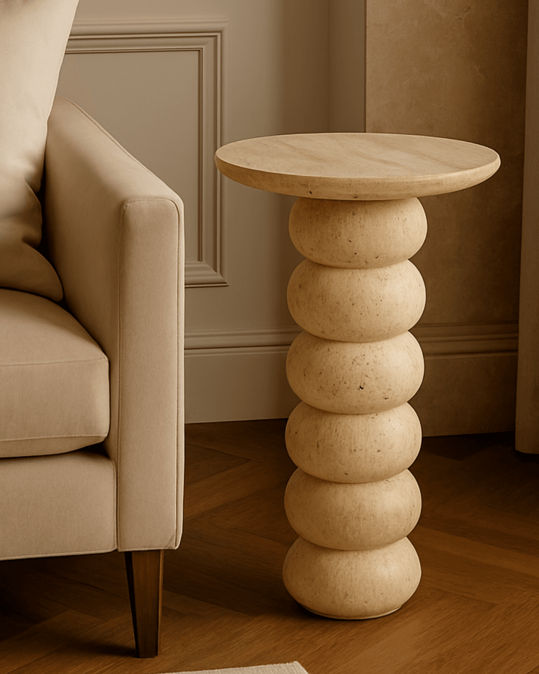 Handmade Travertine Console Table, Natural Marble Entry Table, Luxury Stone Furniture