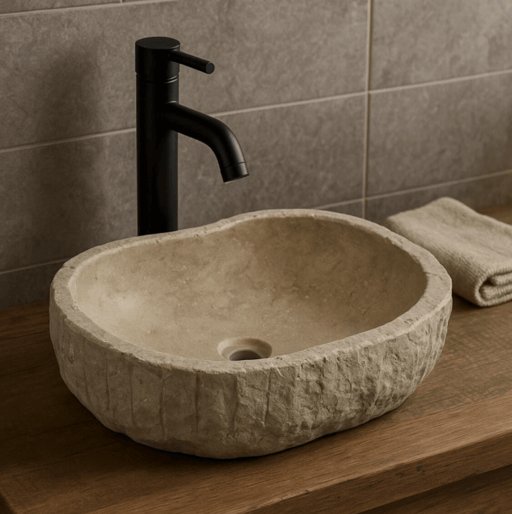 Doğal Form Traverten Lavabo