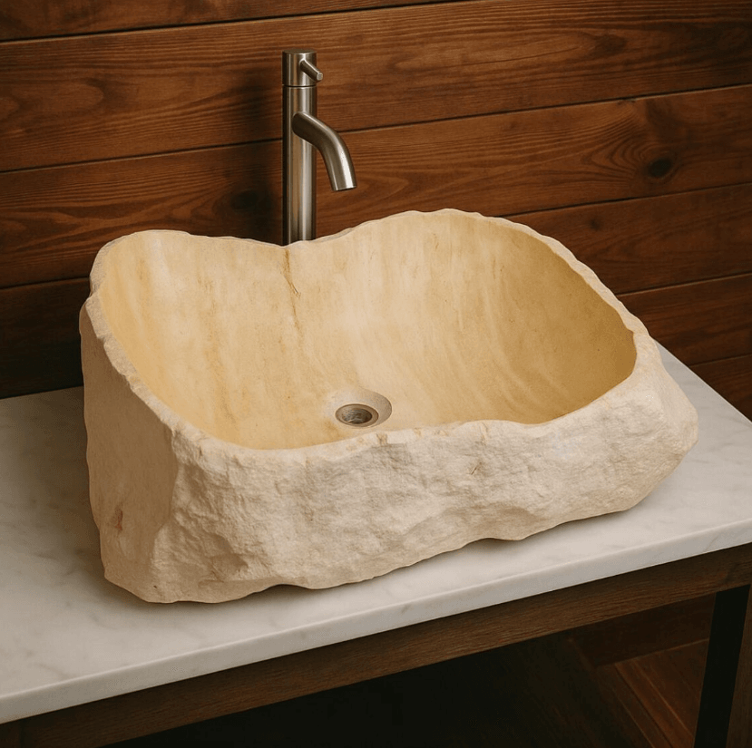 Travertine Natural Stone Sink, Handmade Custom Sink
