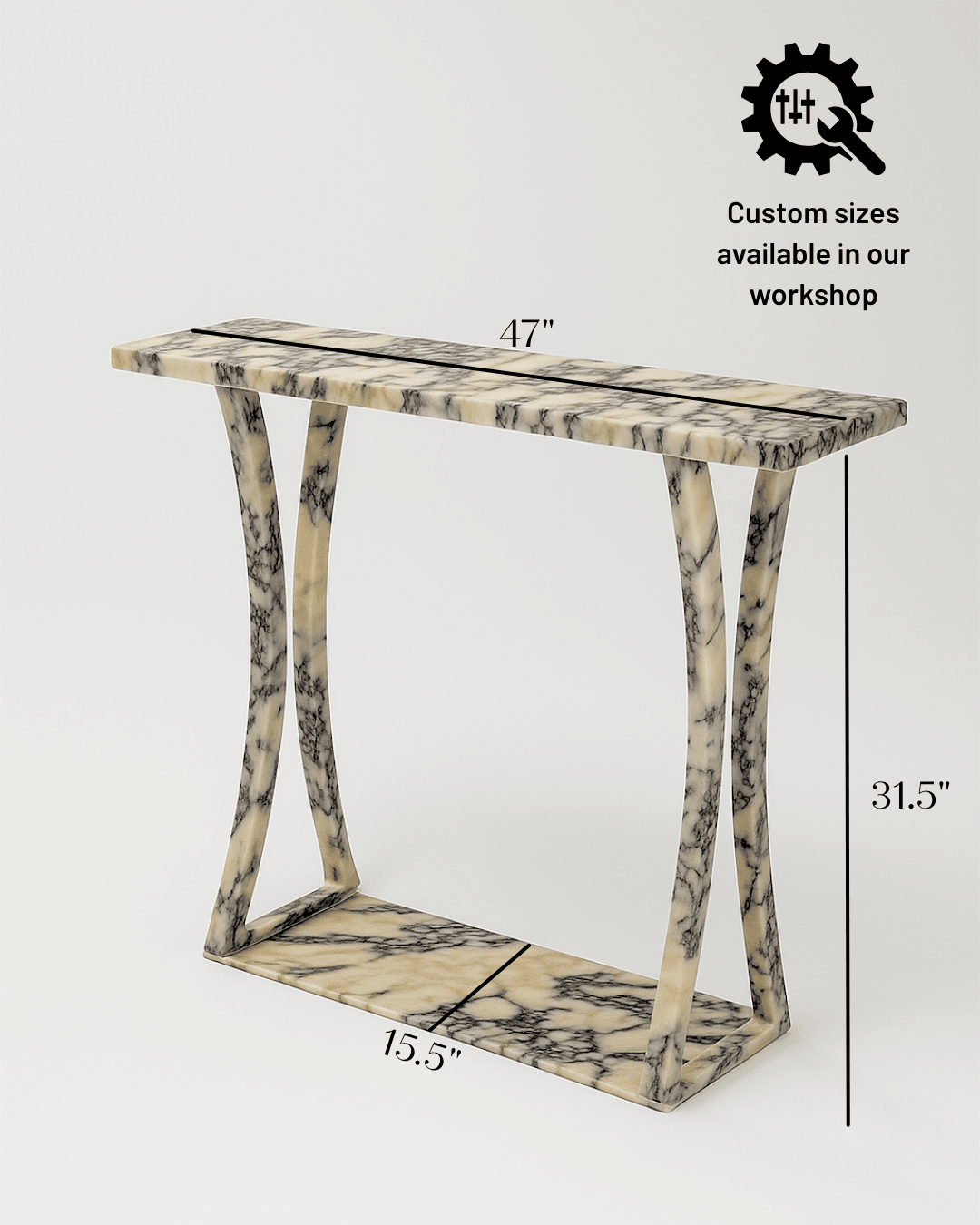 Calacatta Viola Marble Console Table, Handmade Natural Stone Entryway Table