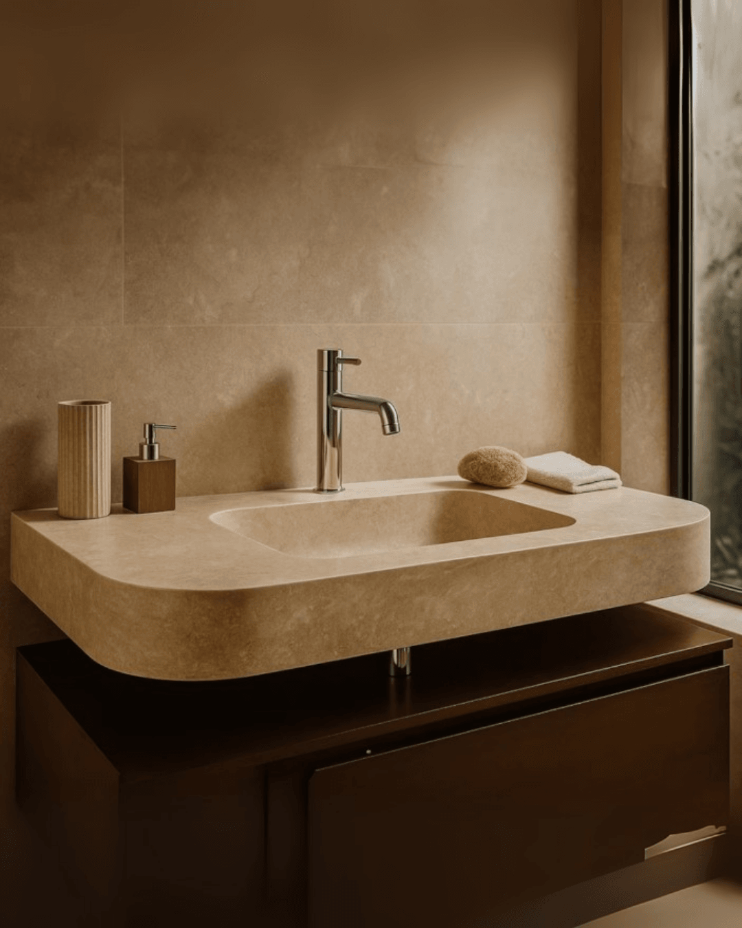 Natural Travertine Bathroom Sink 