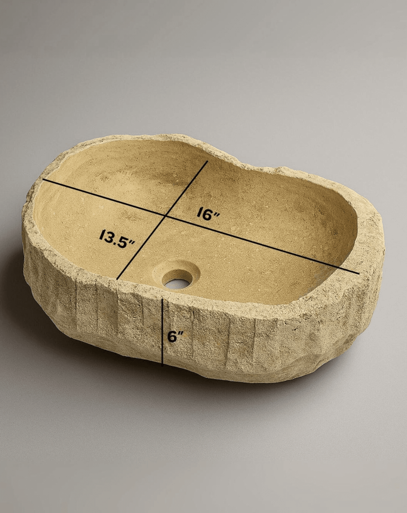 Custom Travertine Natural Sink Round Sink 
