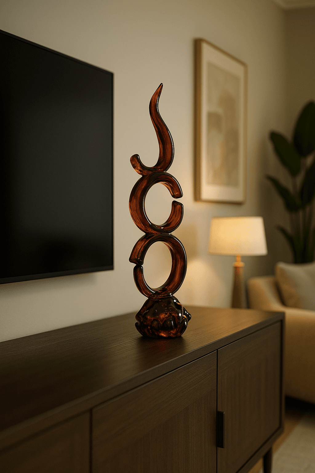 El Yapımı Cam Dekor – Modern Sanatsal Figür Amber
