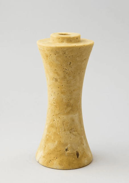 Doğal Traverten Vazo – Zarif Elips Form - 18 cm