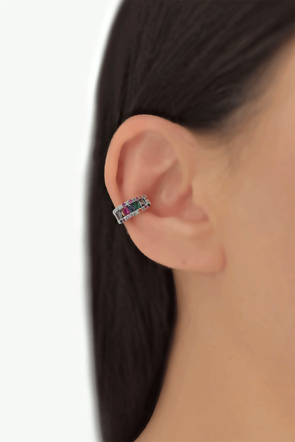 Tekli Renkli Baget Taş Earcuff/Kıkırdak Küpe TrKüpe35146